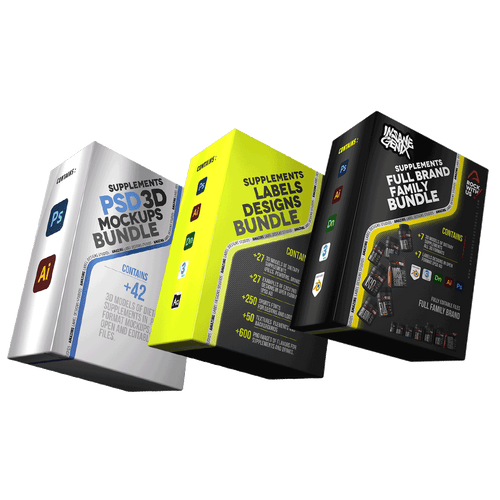 Premium Pack ! LABELS DESIGNS BUNDLE + PSD 3D MUCKUPS BUNDLE